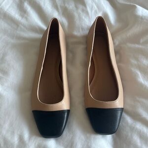 ASOS Beige & Black Square Tow Ballet Flats NEW